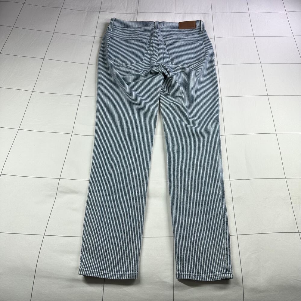 Madewell Jeans Womens 27 Blue White Piper Striped 9" Mid Rise Skinny Railroad - Picture 3 of 12